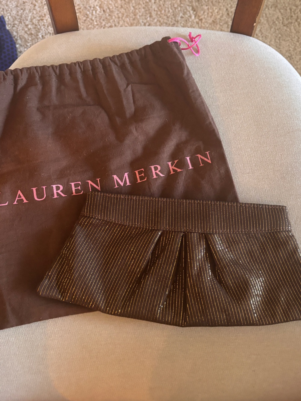 Lauren Merkin Metallic Brown & Gold Clutch